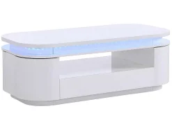 Salontafel Met 4 Kasten En 1 Lade - Leds - Mdf - Witgelakt - Vandana
