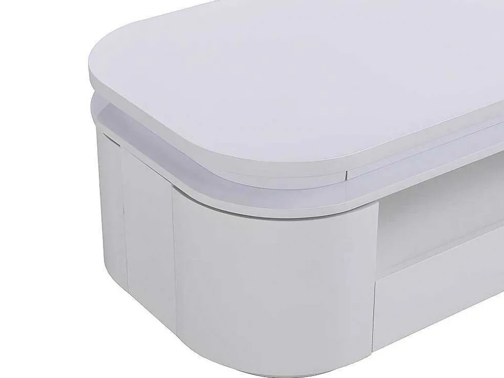 Salontafel Met 4 Kasten En 1 Lade - Leds - Mdf - Witgelakt - Vandana