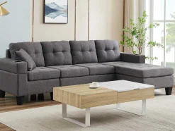 Salontafel Met Afneembaar Tafelblad En 1 Lade - Mdf En Staal - Naturel En Wit - Balun