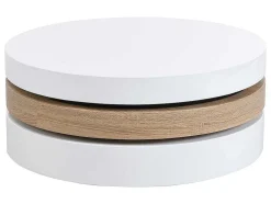 Salontafel Met Draaiblad Janita - Mdf - Eik En Wit