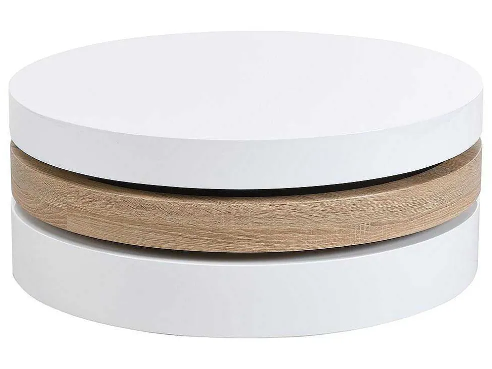 Salontafel Met Draaiblad Janita - Mdf - Eik En Wit