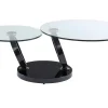 Salontafel Met Draaiblad Joline - Gehard Transparant Glas & Zwart Gechromeerde Poten