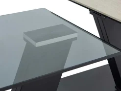 Salontafel Met Draaibladen - Keramiek, Gerookt Gehard Glas En Metaal - Zwart En Naturel - Oyrus Van Maison Cephy