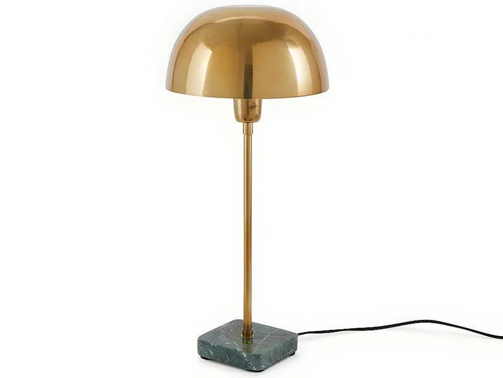 Schemerlamp Champignon Met Art-Decostijl Amanite - Marmer En Ijzer - 24,5 X 24,5 X 52 Cm - Goudkleurig
