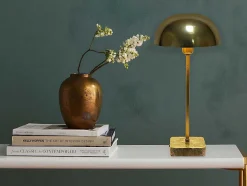 Schemerlamp Champignon Met Art-Decostijl Amanite - Marmer En Ijzer - 24,5 X 24,5 X 52 Cm - Goudkleurig