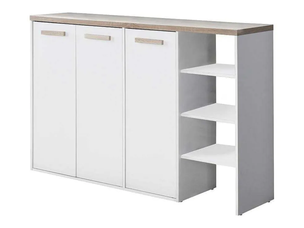 Schoenenkast Met 3 Deuren En 3 Opbergvakken Wit En Houtlook Skaido