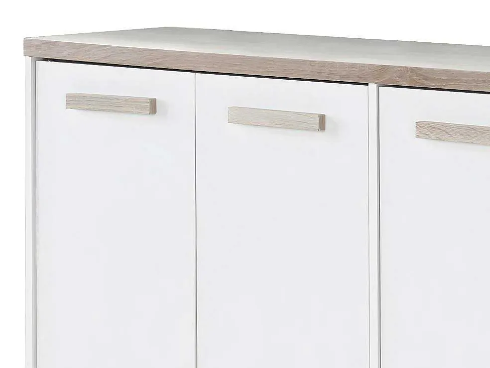Schoenenkast Met 3 Deuren En 3 Opbergvakken Wit En Houtlook Skaido