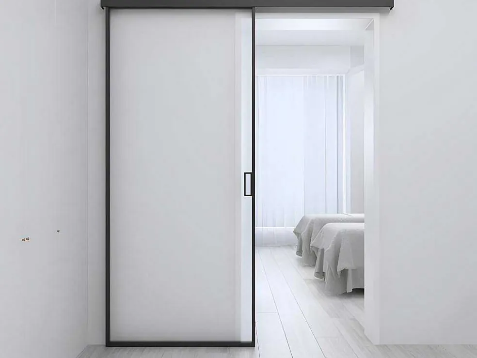 Schuifdeur In Mat Gehard Glas - H205Cm X B73Cm - Linci