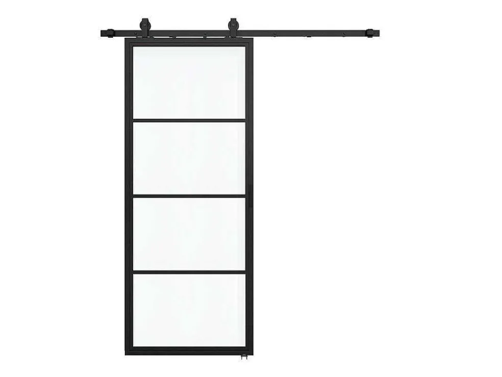 Schuifdeur Sinca - H205 X B83 Cm - Gehard Glas En Aluminium