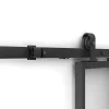 Schuifdeur Werkplaatsstijl Met Rails - Zwart En Mat Gehard Glas - H205 Cm X L93 Cm - Artisto Ii