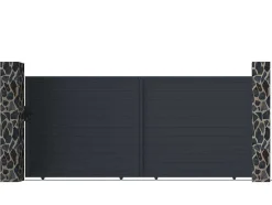 Schuifpoort Van Antraciet Opengewerkt Aluminium - L416 X 180 Cm - Nazario