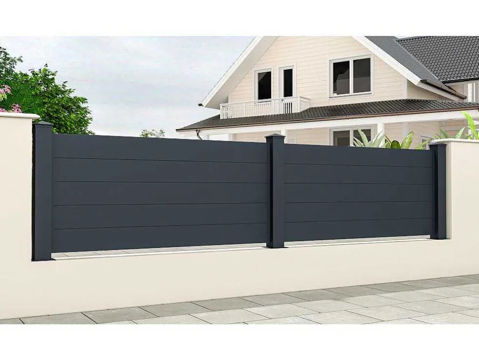 Schutting L189 X H78 Cm In Antraciet Aluminium - Otavio