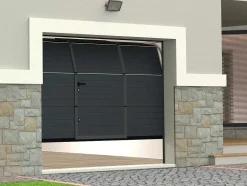 Sectionale Garagedeur - Gegroefd Effect - Centrale Loopdeur - Antraciet - Automatisch - Noria