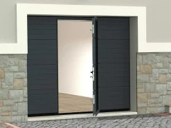 Sectionale Garagedeur - Gegroefd Effect - Centrale Loopdeur - Antraciet - Automatisch - Noria
