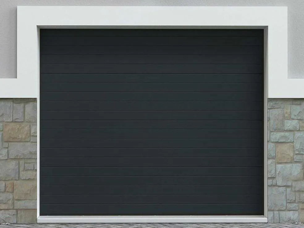 Sectionale Garagedeur Antraciet Met Groefeffect En Somfy Motor - Noria