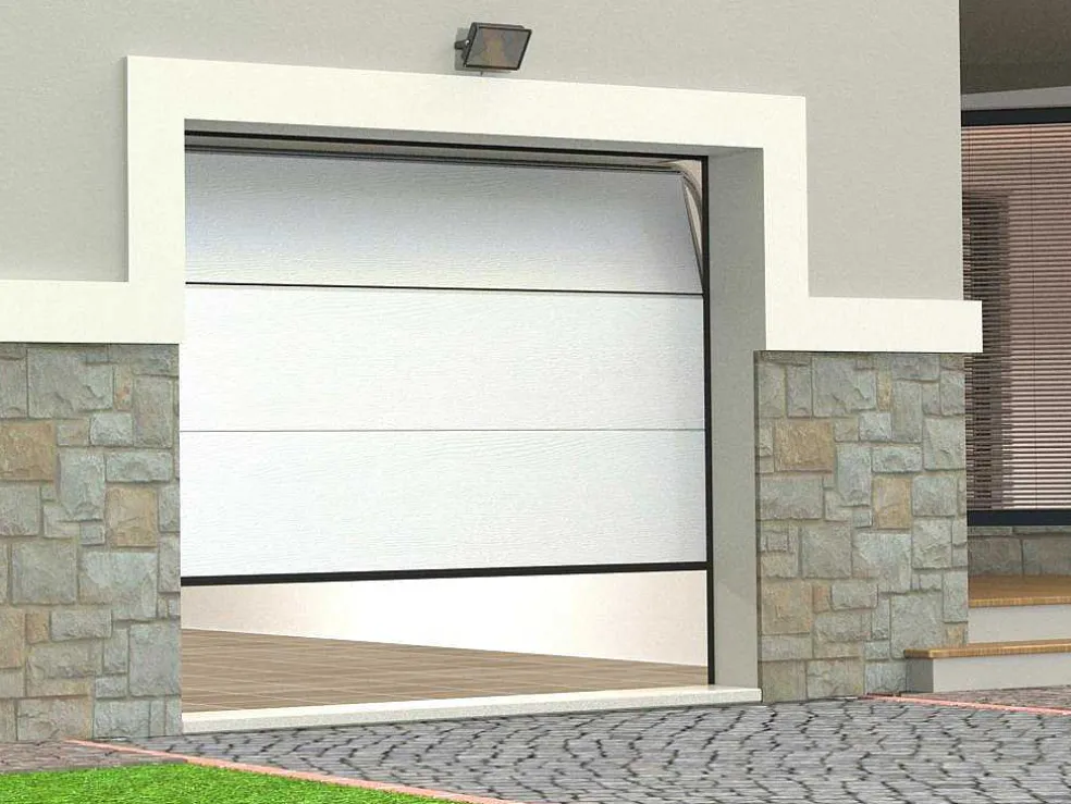 Sectionale Garagedeur Houtdecor Wit Met Somfy Motor - Prieta