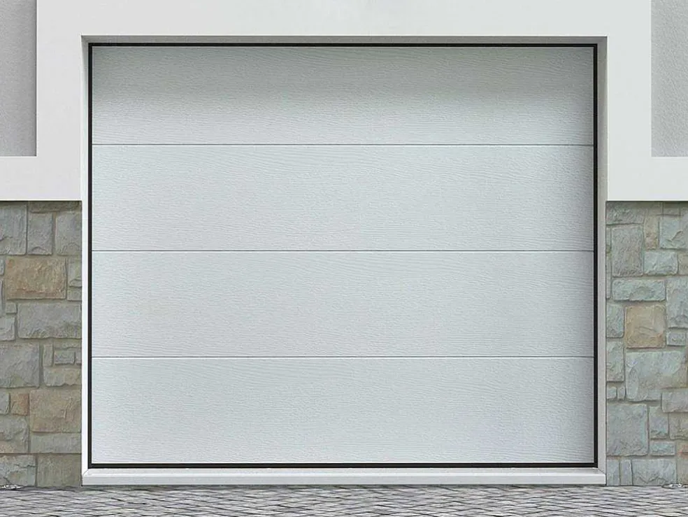 Sectionale Garagedeur Houtdecor Wit Met Somfy Motor - Prieta