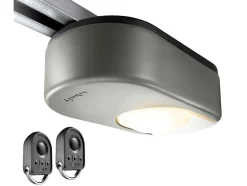 Sectionale Garagedeur Met Glad Effect En Centrale Loopdeur In Antraciet Met Somfy Motor - Lavega