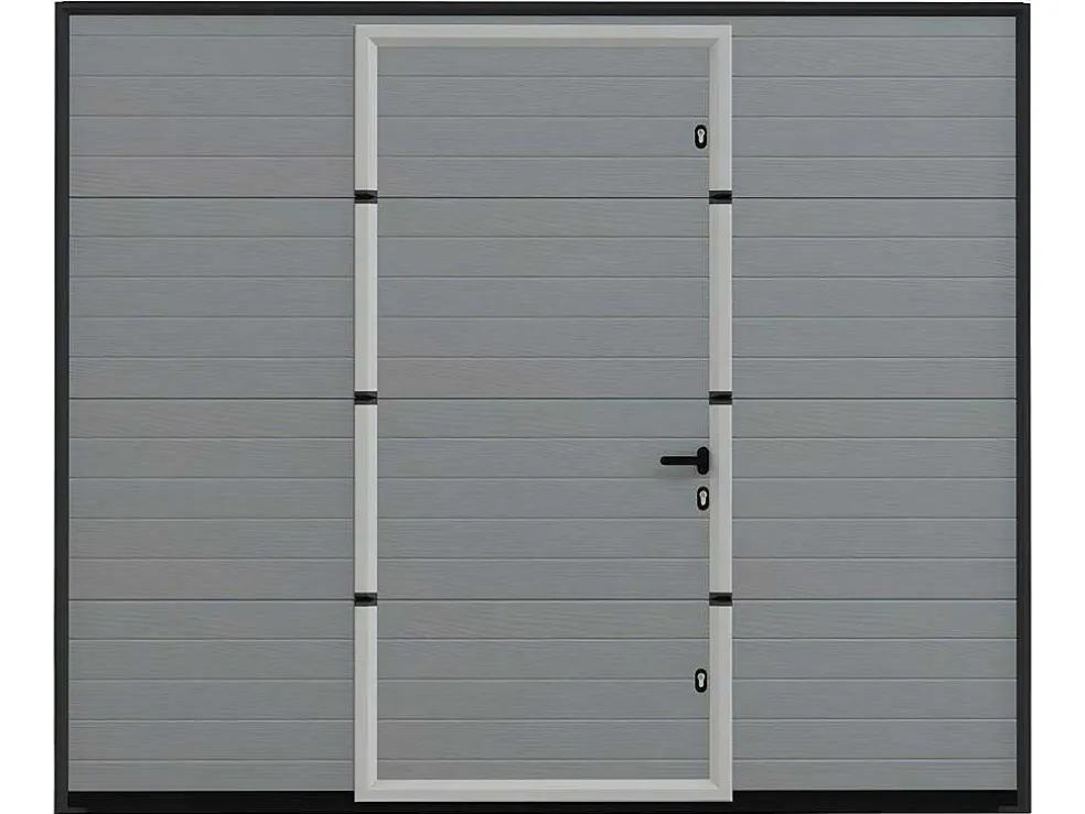 Sectionale Garagedeur Met Groefeffect Centrale Deur Grijs Met Somfy Motor - Noria