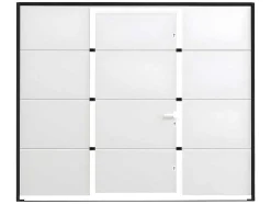 Sectionale Garagedeur Met Glad Effect En Centrale Witte Loopdeur Met Motor - Lavega