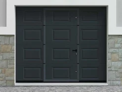 Sectionale Garagedeur Met Somfy Motor Met Centrale Antraciet Loopdeur - Caopas