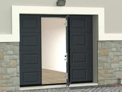 Sectionale Garagedeur Met Somfy Motor Met Centrale Antraciet Loopdeur - Caopas