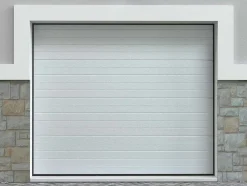 Sectionale Garagedeur Wit Gegroefd Effect Met Motor - Noria