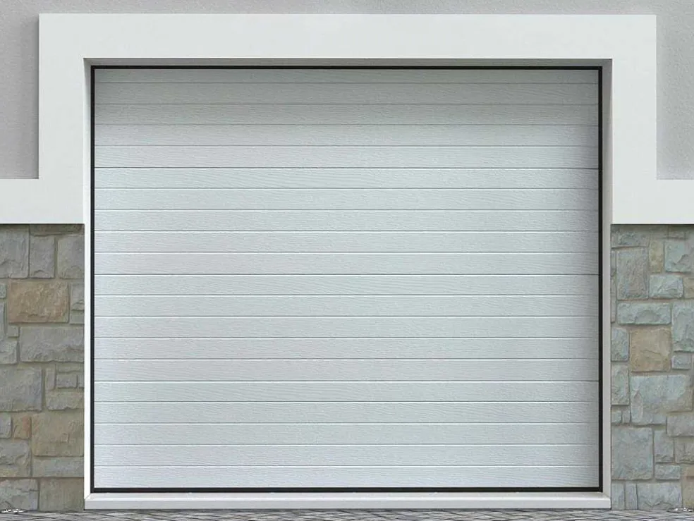 Sectionale Garagedeur Wit Gegroefd Effect Met Motor - Noria