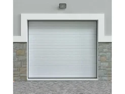 Sectionale Garagedeur Wit Gegroefd Effect Met Motor - Noria