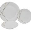 Servies 18 Stuks Van Porselein - Wit En Goud - Linasio