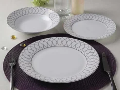 Servies 18 Stuks Van Porselein - Wit En Goud - Serisia