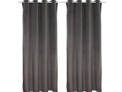 Set 2 Gordijnen Luxe - Polyesterfluweel - 140X260Cm - Grijs