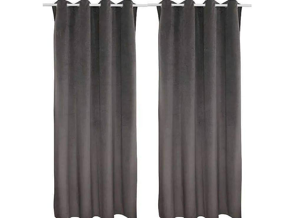 Set 2 Gordijnen Luxe - Polyesterfluweel - 140X260Cm - Grijs