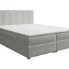 Set Bed Met Hoofdbord Met Capitons + Bedbodem Met Opbergruimte + Matras + Dekmatras - 180 X 200 Cm - Stof - Lichtgrijs - Kida Van Ysmee