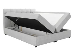 Set Bed Met Hoofdbord Met Capitons + Bedbodem Met Opbergruimte + Matras+ Dekmatras - 160 X 200 Cm - Stof - Lichtgrijs - Kida Van Ysmee