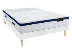 Set Bedbodem En Matras Pocketveren En Vormgeheugen Met Textuur Marquis Van Dreamea - Dikte 30 Cm - 140 X 190 Cm - Blauw
