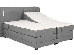 Set Boxspring + Hoofdbord Met Ledlampjes + Elektrische Relaxbedbodems + Matras + Topmatras - 2 X 90 X 200 Cm - Grijze Stof - Astemi Van Palacio