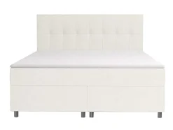 Set Boxspring En Matras Met Hoofdeinde + Lattenbodem + Matras + Dekmatras Siero Van Ysmee - 160 X 200 Cm - Stof - Ivoor