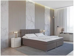Set Boxspring Hoofdbord + Bedbodems + Matras + Topmatras Siero Van Ysmee - 180 X 200 Cm - Stof - Grijs