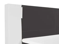 Set Boxspring Hoofdbord Met Led-Verlichting + Bedbodems + Matras + Topmatras Asti Van Ysmee - 180 X 200 Cm - Kunstleer - Wit En Grijs