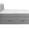 Set Boxspring Met Hoofdbord + Bedbodems Met Opbergruimte + Matras + Dekmatras - 160 X 200 Cm - Lichtgrijze Stof - Perama Van Palacio