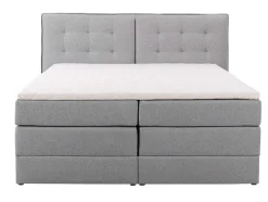 Set Boxspring Met Hoofdbord + Bedbodems Met Opbergruimte + Matras + Dekmatras - 160 X 200 Cm - Lichtgrijze Stof - Perama Van Palacio