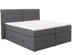 Set Boxspring Met Hoofdbord + Bedbodems Met Opbergruimte + Matras + Dekmatras - 160 X 200 Cm - Antracietkleurige Stof - Perama Van Palacio