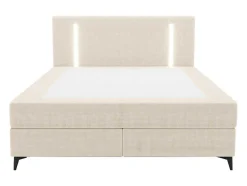 Set Boxspring Met Hoofdbord Met Ledverlichting + Bedbodem + Matras + Dekmatras - 160 X 200 Cm - Stof - Beige - Ono Van Ysmee