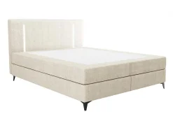 Set Boxspring Met Hoofdbord Met Ledverlichting + Bedbodem + Matras + Dekmatras - 160 X 200 Cm - Stof - Beige - Ono Van Ysmee