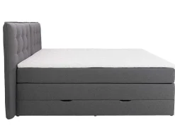 Set Boxspring Met Hoofdbord + Bedbodems Met Opbergruimte + Matras + Dekmatras - 180 X 200 Cm - Antracietkleurige Stof - Perama Van Palacio