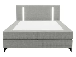 Set Complete Boxspring Met Hoofdbord Met Ledverlichting + Bedbodem + Matras + Dekmatras - 160 X 200 Cm - Stof - Grijs - Ono Van Ysmee