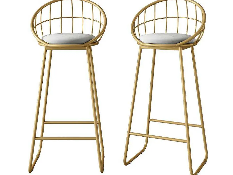 Set "Eat Standing": Bartafel En 2 Krukken - Metalen Structuur - Goud