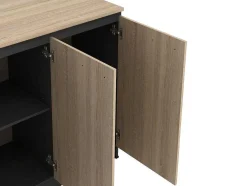 Set Keukeneiland + 2 Krukken - Zwart En Licht Naturel - Nusice