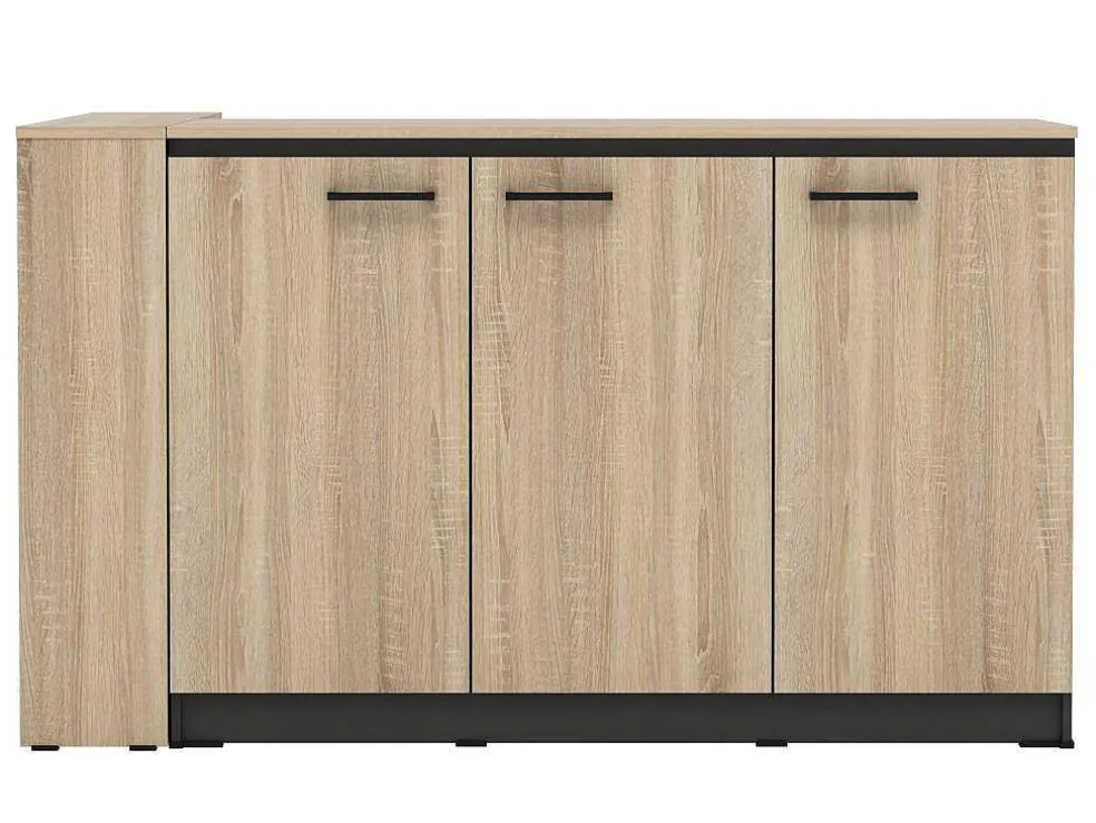 Set Keukeneiland + 2 Krukken - Zwart En Licht Naturel - Nusice